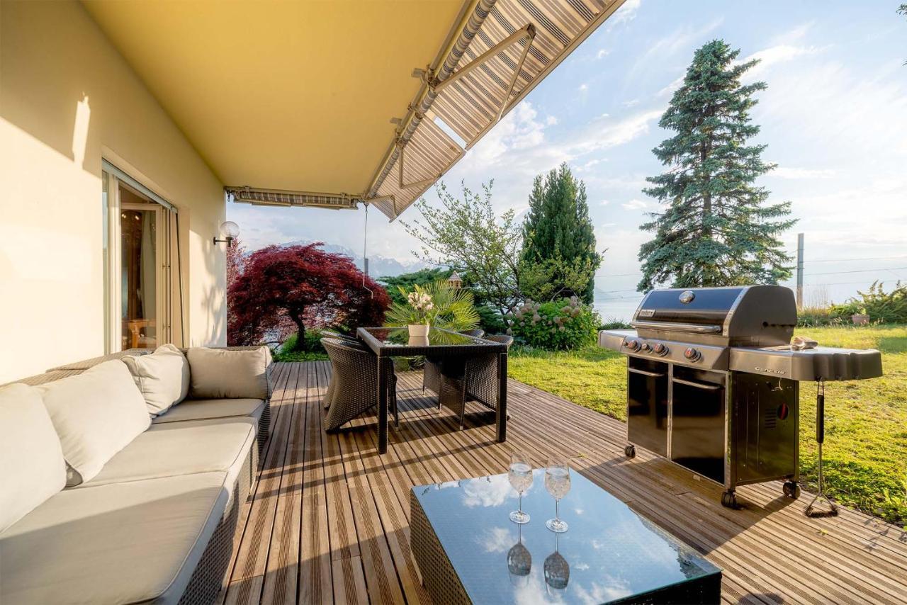 Ground Floor Rooms With Stunning Lake View & Garden Access Montreux Exterior foto